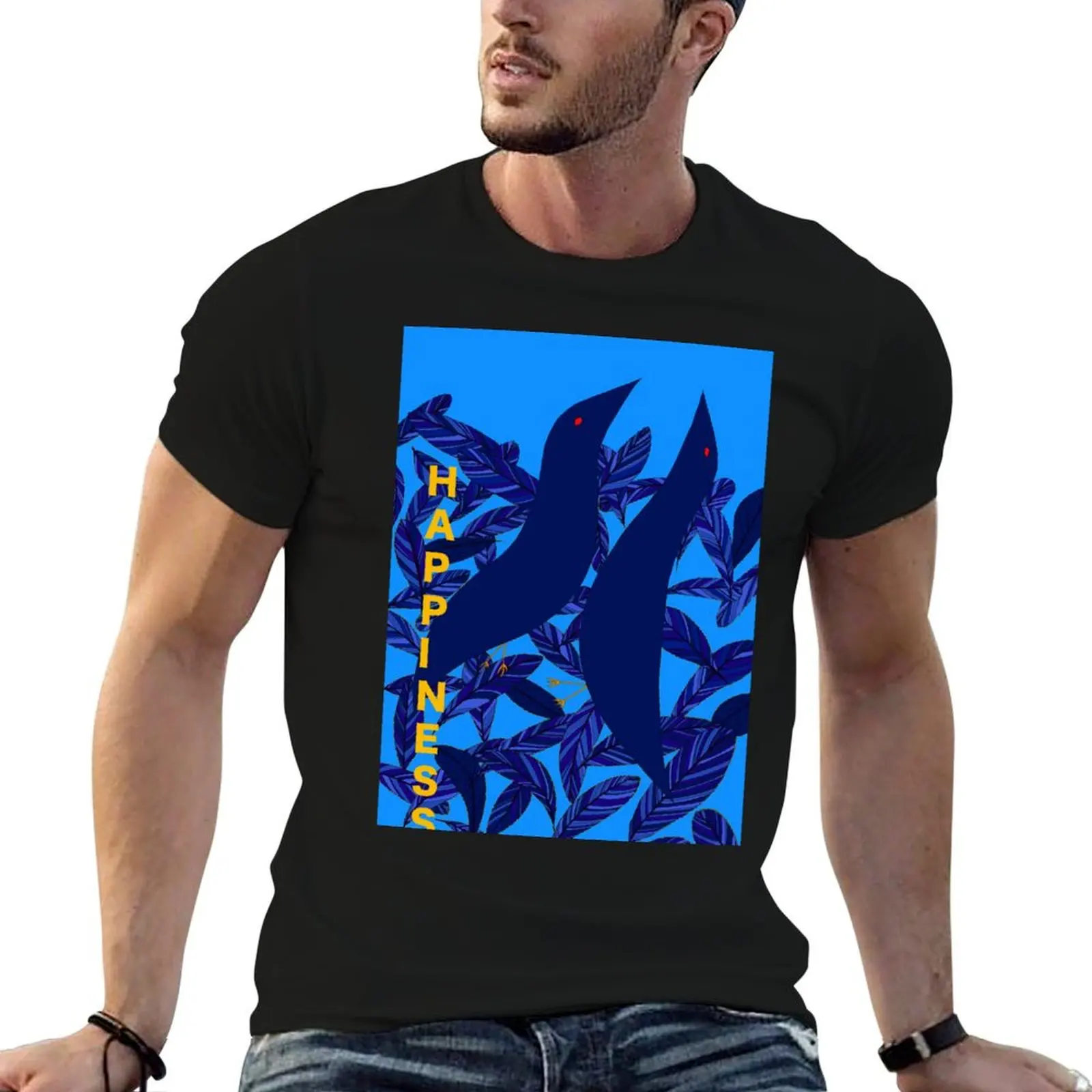 MORE BLUE BIRDS OF HAPPINESS T-Shirt customs design your own anime plus sizes Men's t shirts