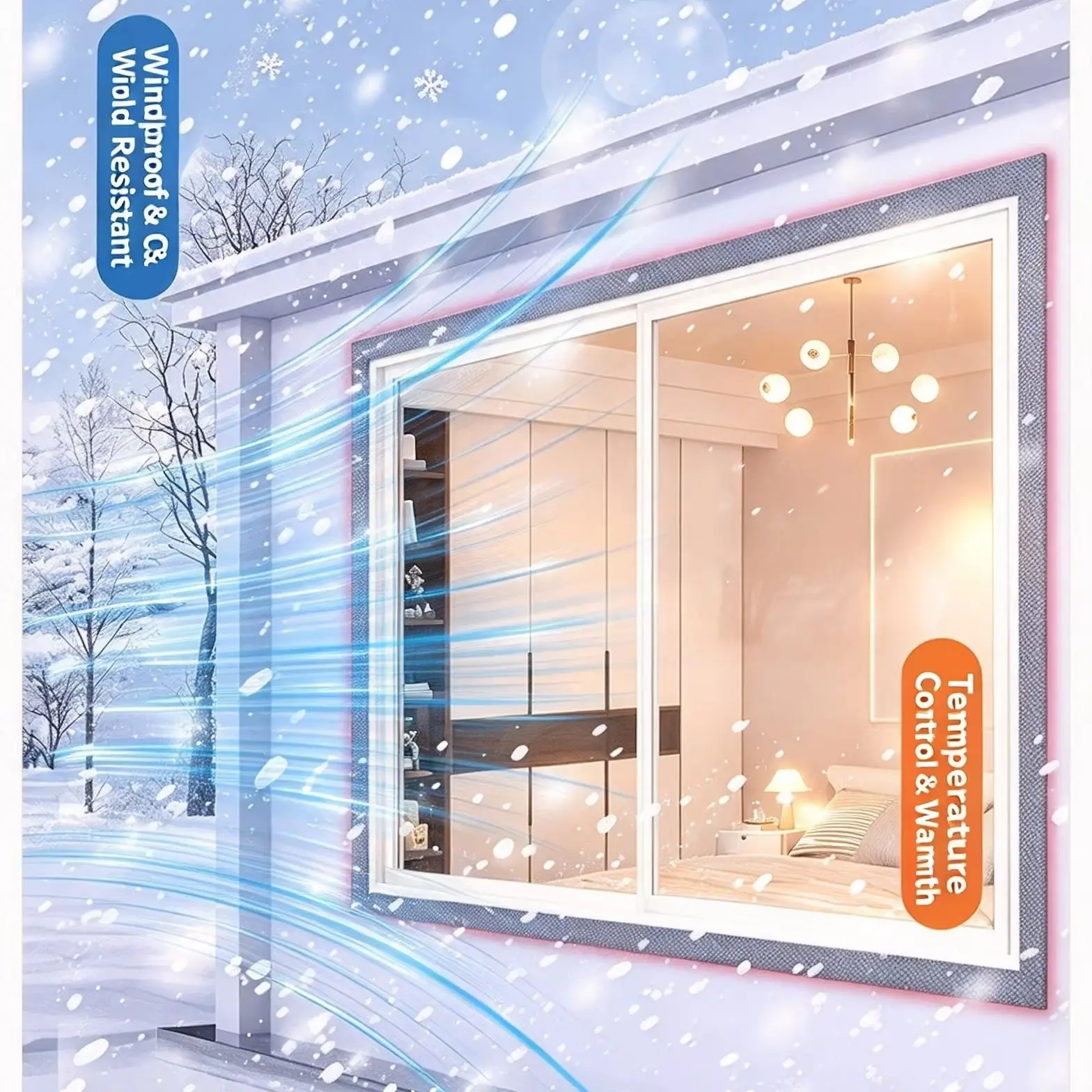 Winter window draft-proofing and thermal insulation film seals; cold protection and thermal insulation; transparent EVA winter c