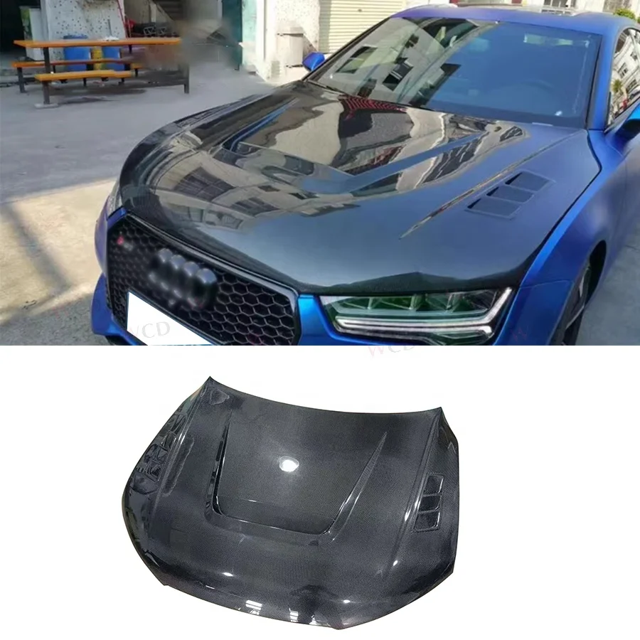 Real Carbon Fiber Engine Hood for Audi A7 S7 RS7 Front Hood Bonnet Cover 2016-2018 Bodykit