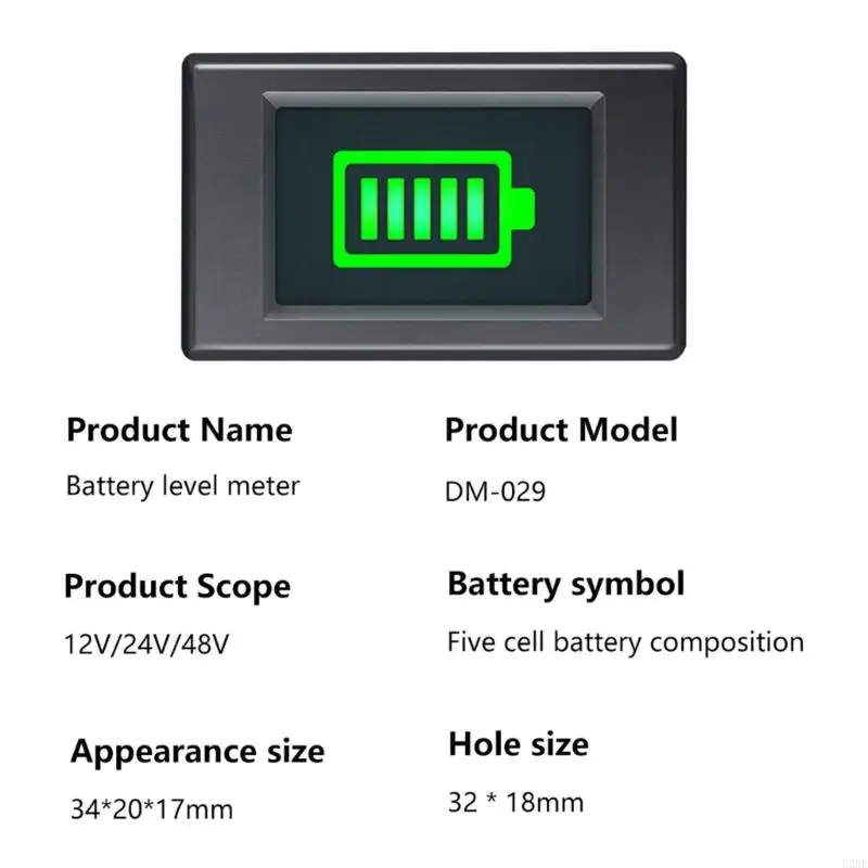 E28F DC12V 24V 48V Golf Cart Battery Meter Battery Capacity Voltage Indicator Battery Gauges Acid Lithium Battery Indicator