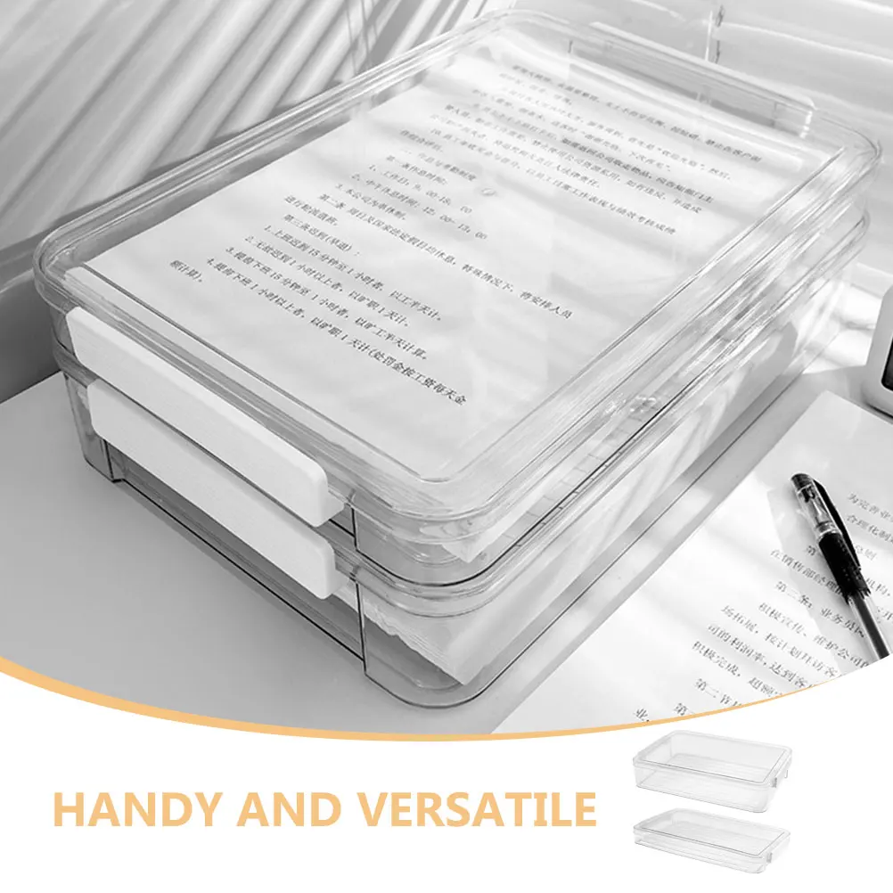 

2pcs A4 Transparent Document Organizer Boxes for Office Desk File Storage Travel Certificate Holder PET Plastic