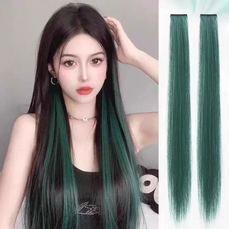 2pcs/set Synthetic Long Straight Hair Pieces Synthetic Clip-in Hair Extensions for Daily Use Party Halloween