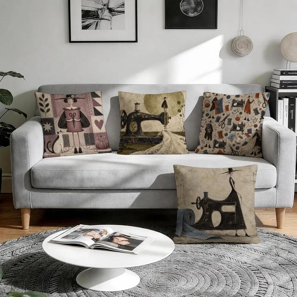 Surreal Tailor Cushion Cover 1/4Pcs Linen Throw Pillow Covers Double-Side Print Sofa Couch Living Room Decor