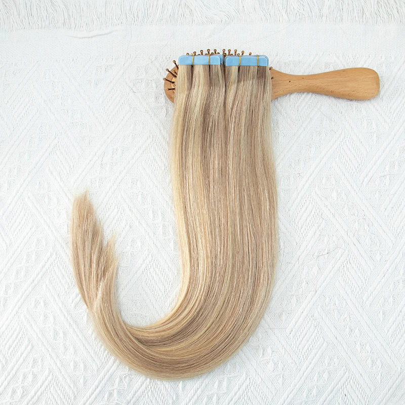 

# P18-613 MRS лента для волос 4x0,8 см, лента для наращивания волос, человеческие волосы, натуральная клейкая лента с утком кожи, 12-24 дюйма, 20 шт.