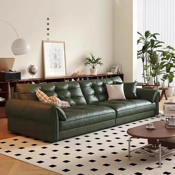 이탈리아 미니멀리스트 거실 소파, 북유럽 가죽 가구, 안락 의자, 방수 소파, 휴식 베개 