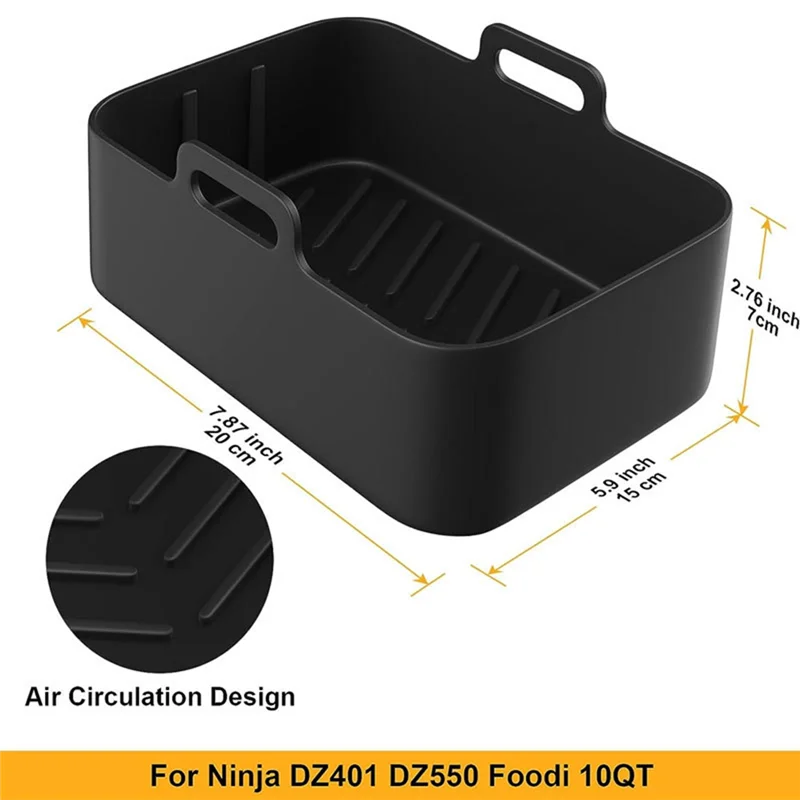AB43-2 шт. силиконовые вкладыши для фритюрницы для Ninjia DZ401 DZ550, двойная фритюрница, многоразовые 10QT, антипригарная корзина для аэрофритюрницы, аксессуары