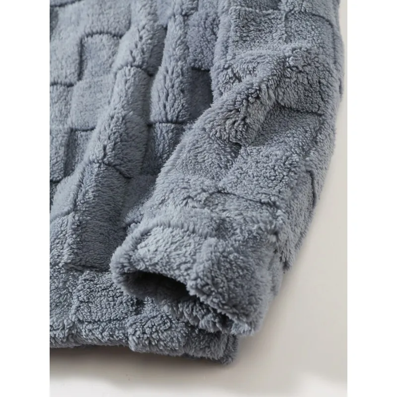 الخريف والشتاء جديد سليم عادية الرجال الجولة الرقبة طويلة الأكمام السراويل ساحة منقوشة فروي شخصية قطعتين مجموعة