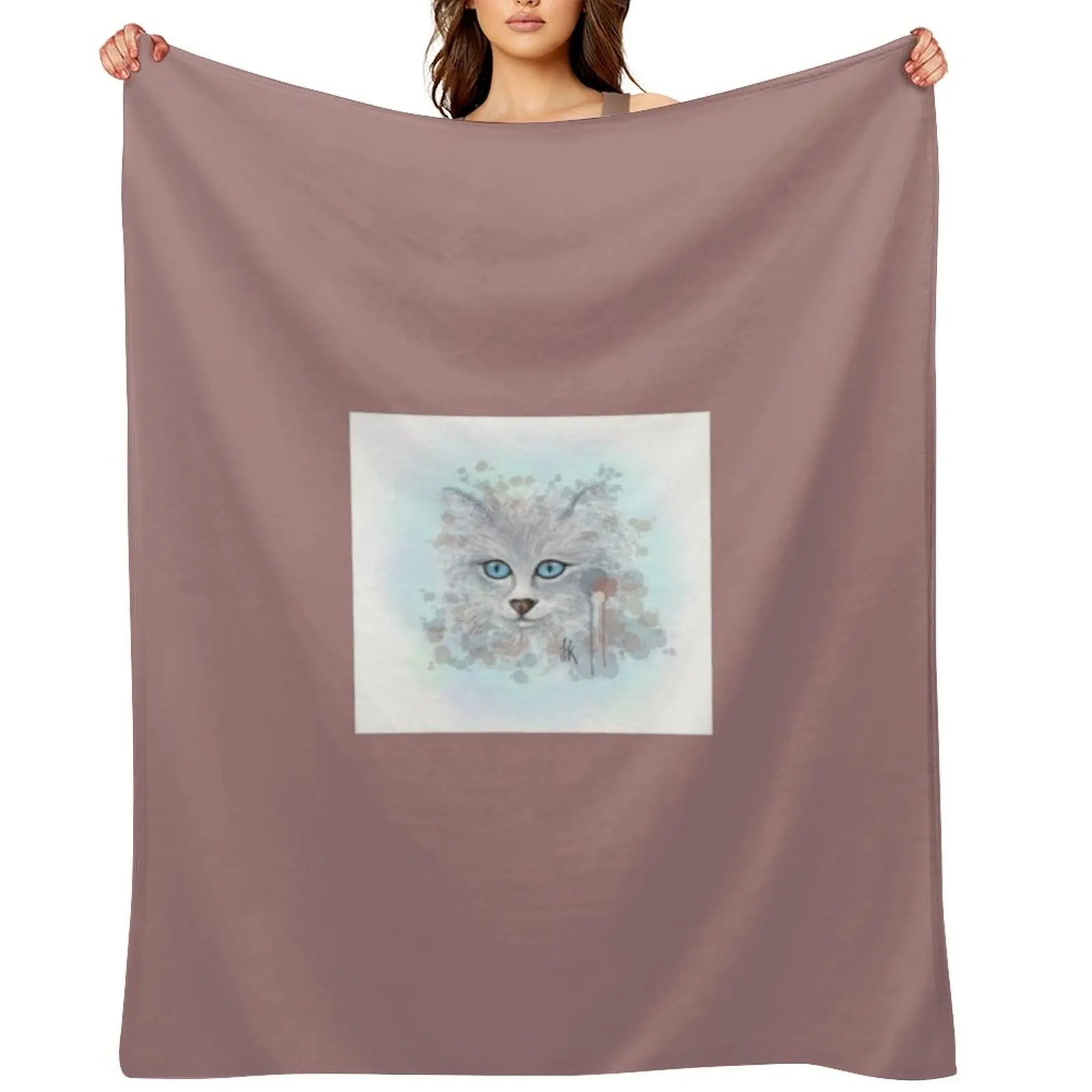 Cat portrait HG Rose? Throw Blanket decorative Cute Plaid Comforter Thins Blankets