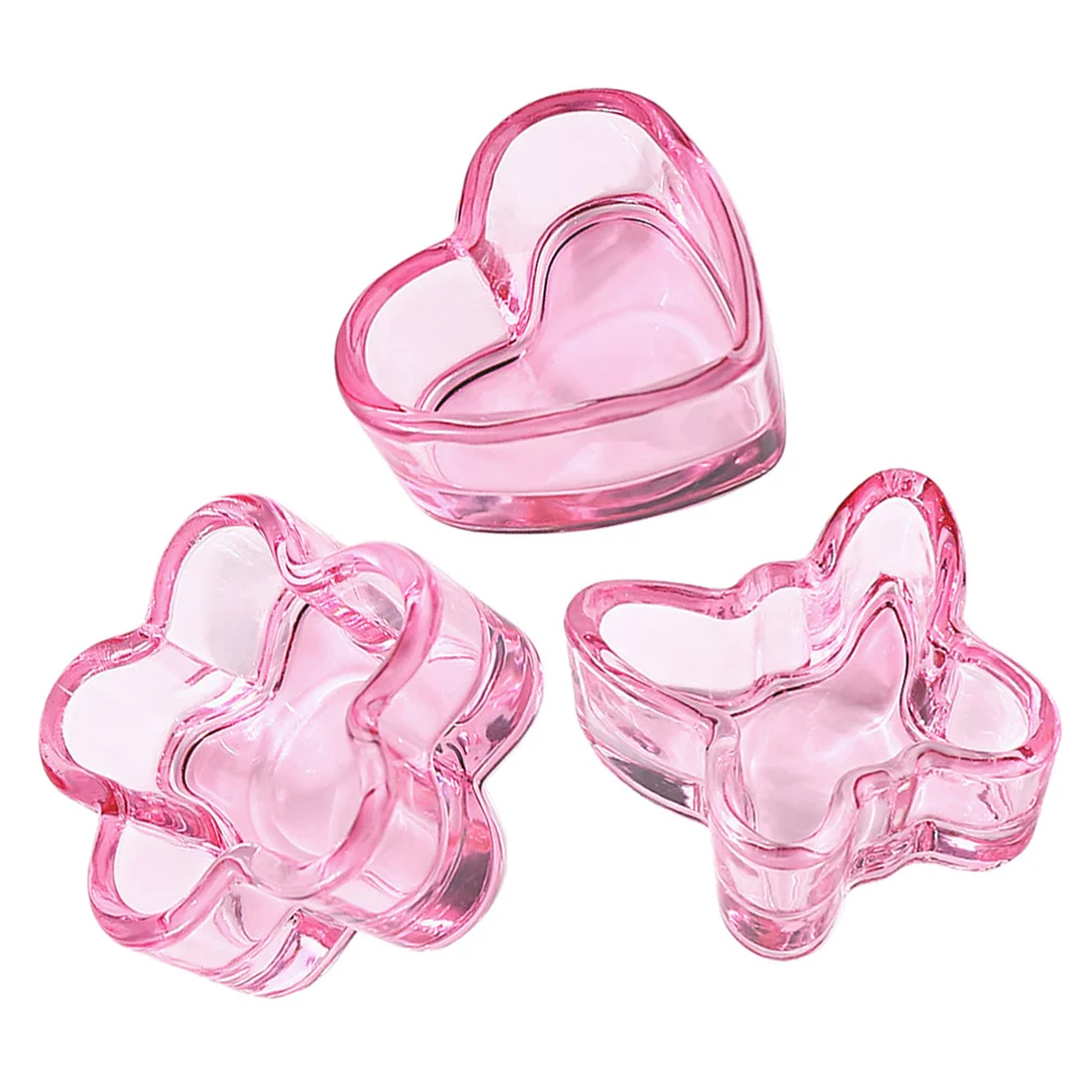 

3Pcs Elegant Pink Crystal Nail Dappen Dish Set for Acrylic Powder and Liquids Non Slip Bottom Design Stable and Versatile Use