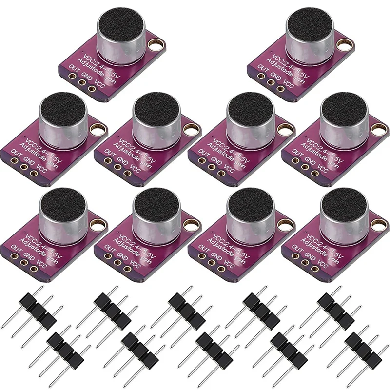 10 PCS Electret Microphone Amplifier Adjustable MAX4466 Module Microphone Preamplifier Purple Breakout Board For Arduino