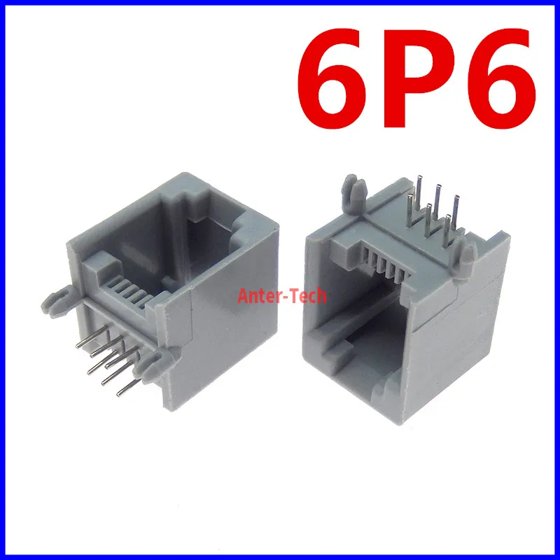 10Pcs RJ12 6P6C RJ11 PCB Mount Telephone Modular Connector Socket Interface Crystal Female Socket Telephone For Plug Jack