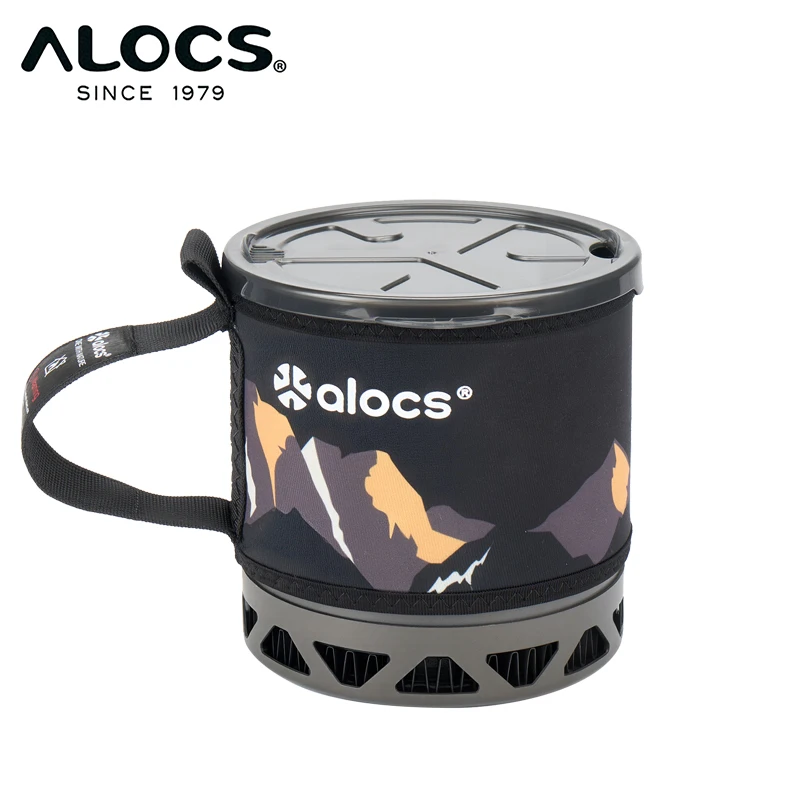 alocs-1l-1クォート-超軽量バックパッキングキャンプ用ポット、熱交換器、断熱スリーブ、ストレーナー蓋付き、ハイキング旅行用