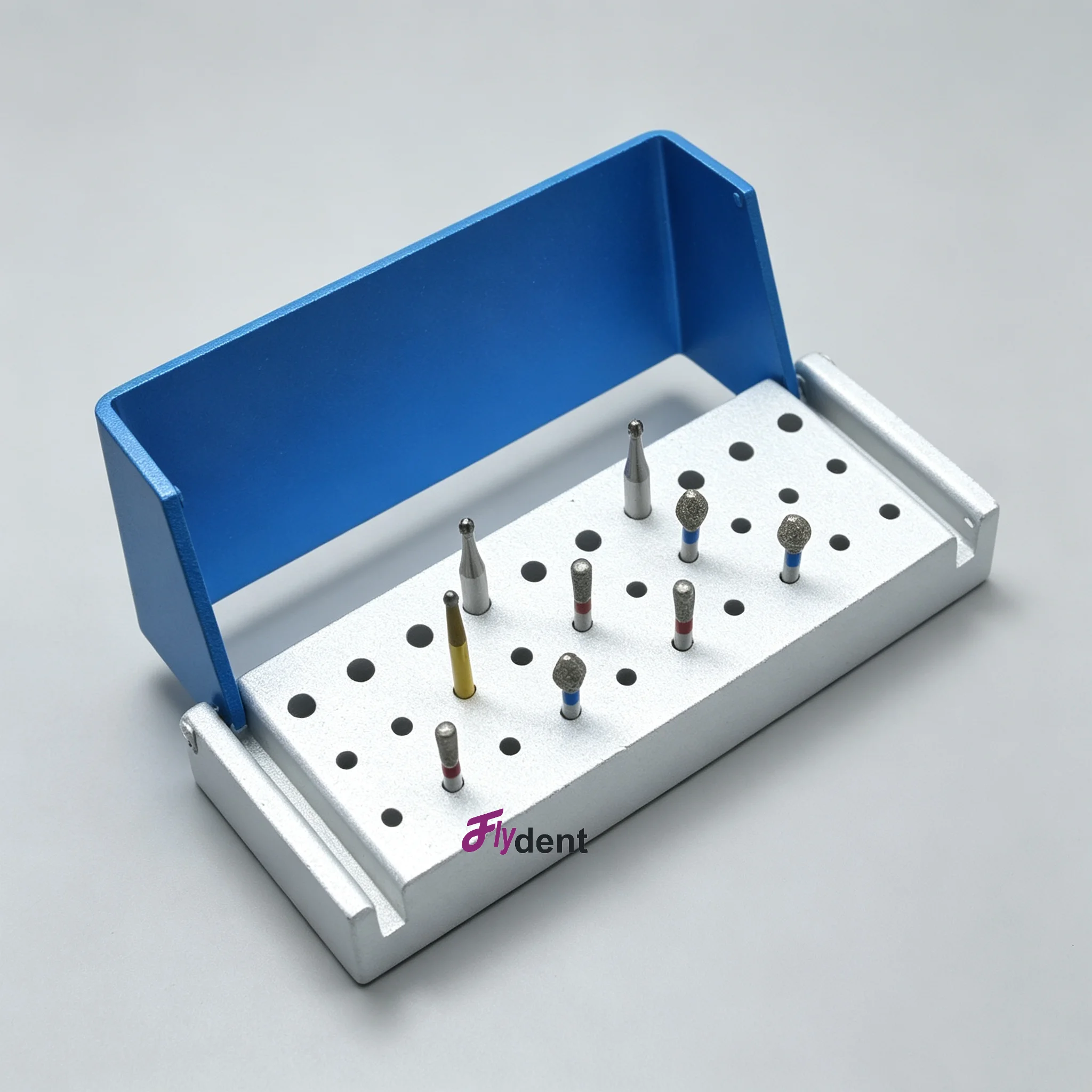 Dental 30-Hole Aluminum Drill Holder - Universal High-Speed and Low-Speed Disinfection Stand