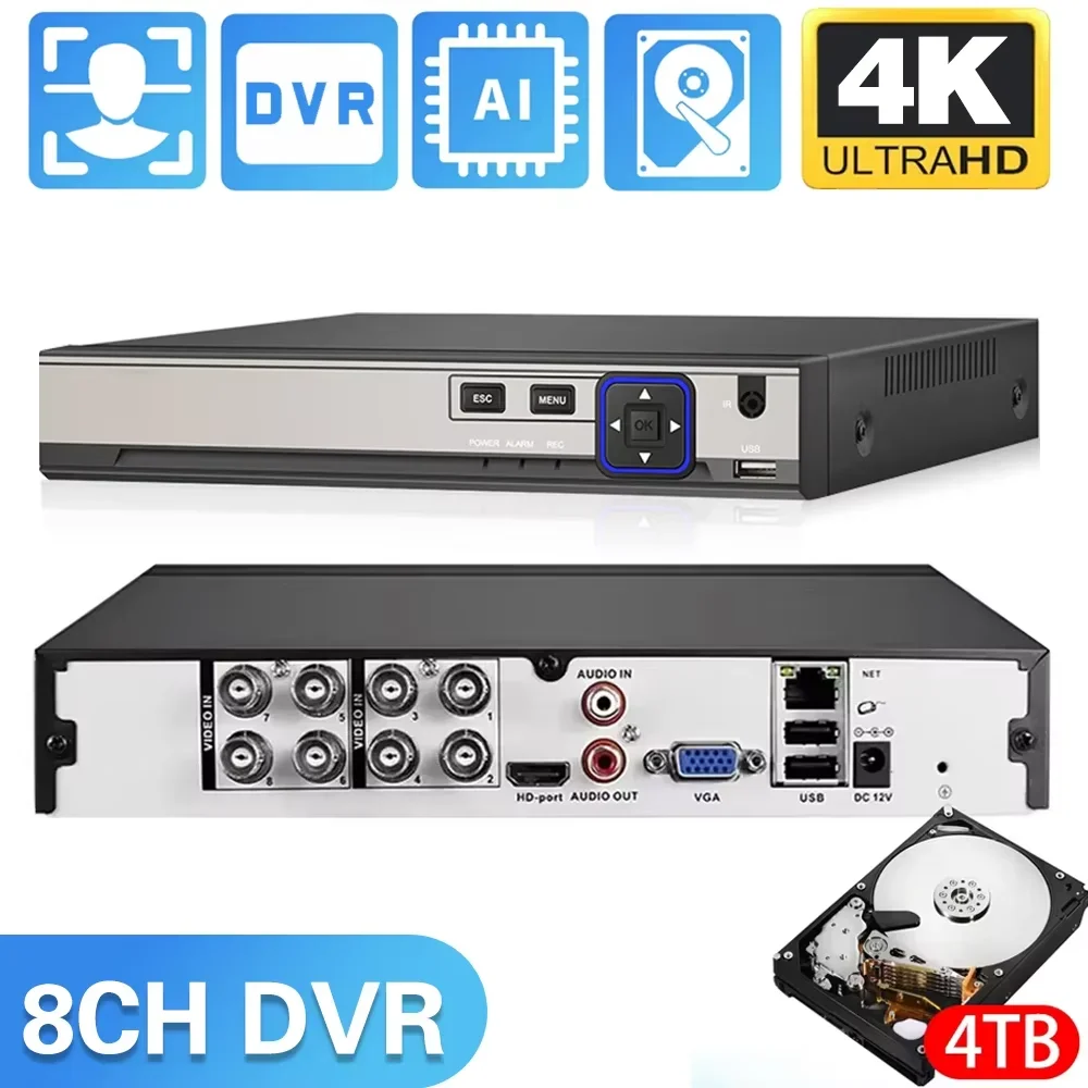 

Overscam 4K 8MP DVR 4/8/16 каналов AHD CVI TVI CVBS IP Цифровой видеорегистратор DVR Система защиты дома и безопасности Guard Live