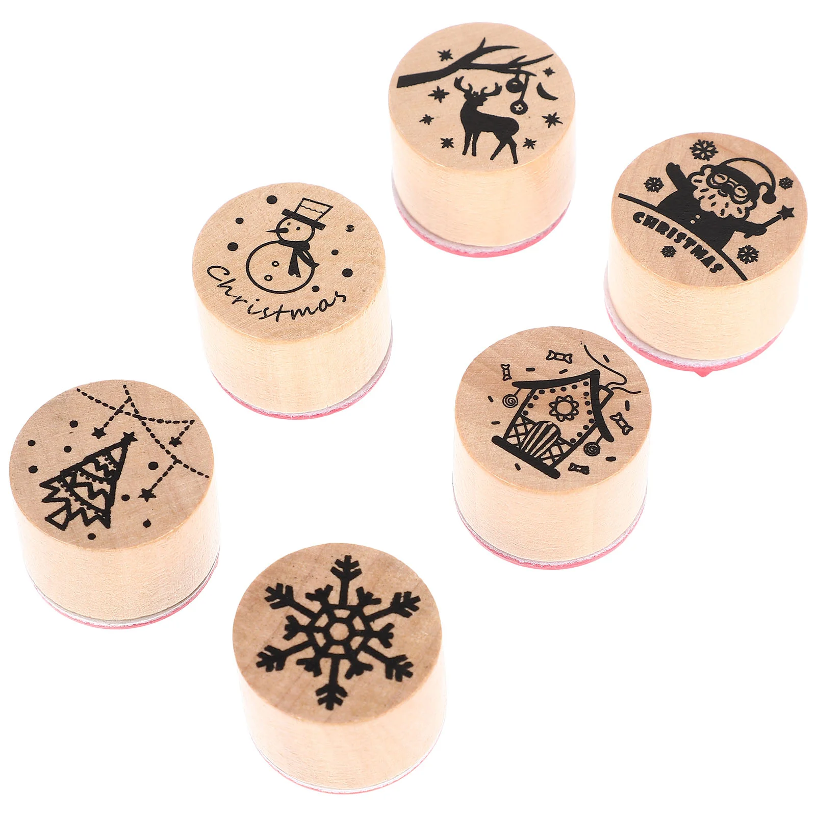 

6 Pcs Christmas Stamp Cartoon Stampers Lovely Toys Xmas Pattern Manual Seal Portable Stamps Light Brown for Child