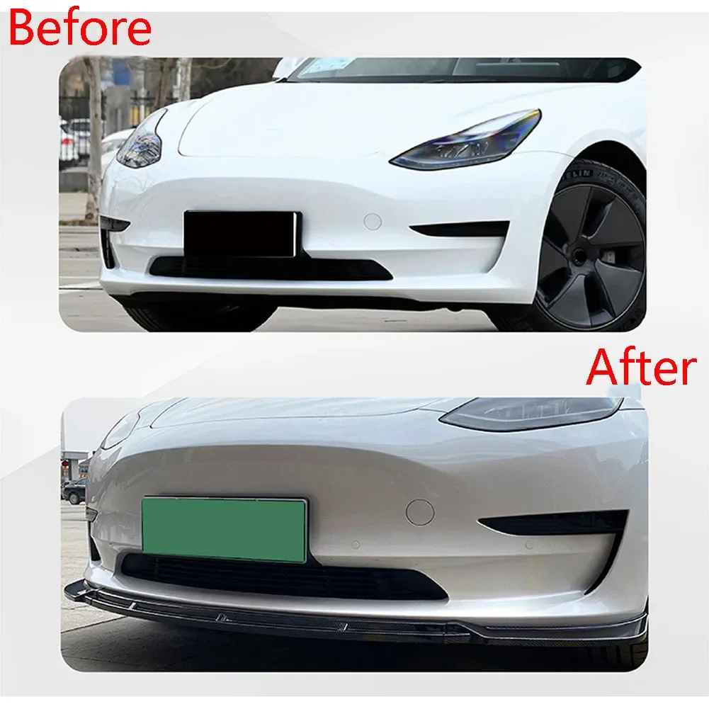 3 Stage Front Bumper Spoiler Splitter Lip Kit For Tesla Model 3