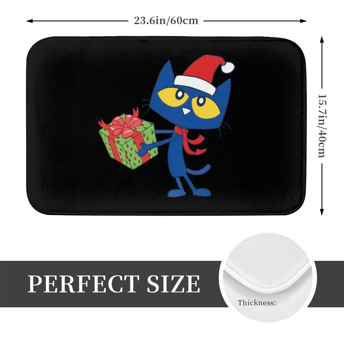 Pete The Cat Celebrate Christmas Anti-slip Doormat Floor Mat Sand Scraping Carpet Rug for Kitchen Entrance Home room Footpad Mat