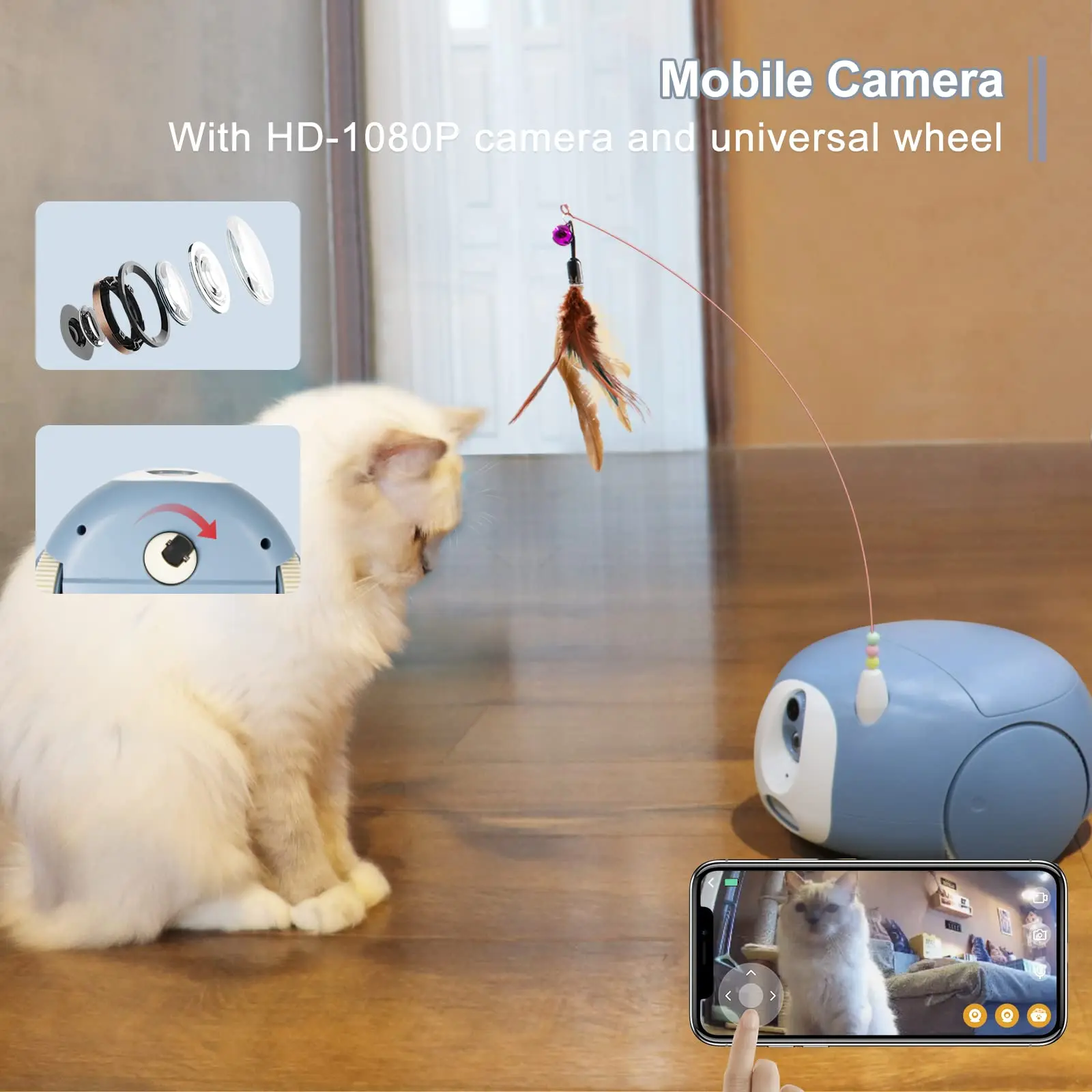 Hot Sale Indoor Smart Interactive Cat Pet Camera Robot Automatic Teaser Toy