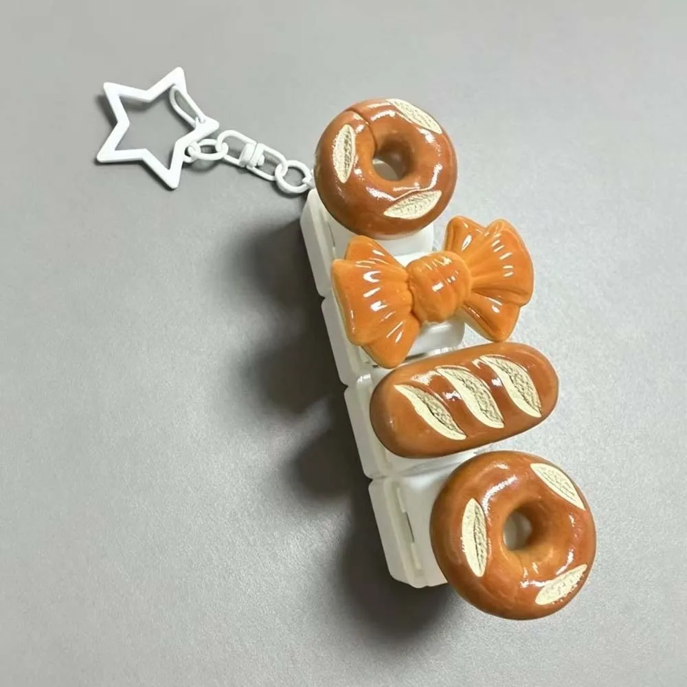 Cute Glow Design Decompression Button Simulation Keyboard Cream Bread Mini Keyboard Pendant Burger Sandwich Luminous view 5