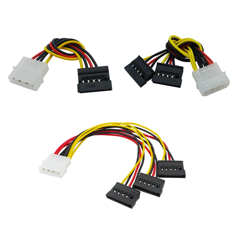 4Pin IDE to 1/2/3 SATA Power Splitter Extension Cable for Hard Drive HDD