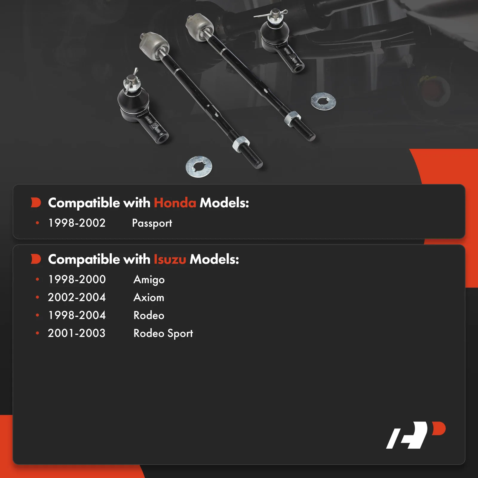 A-Premium 4x Front Inner and Outer Tie Rod End Kit for Honda Passport 1998-2002 Isuzu Amigo 1998-2000 Axiom 2002-2004 Rodeo