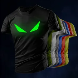 Adult short-sleeved fluorescent eye print quick-drying breathable T-shirt Four seasons fitness sport all fashion men's top ins