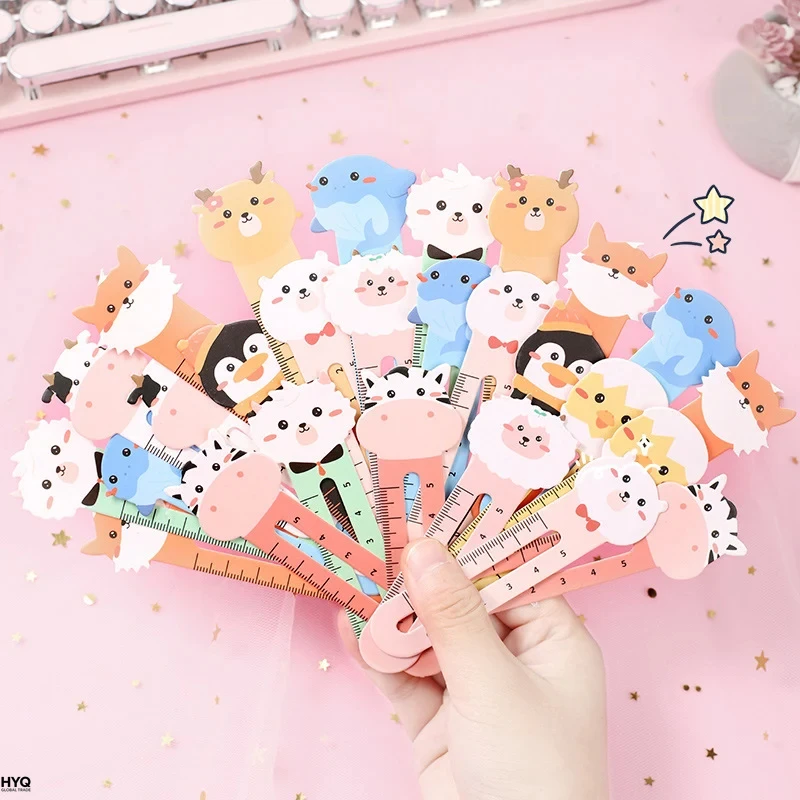 50-Pack Cartoon Animal Bookmarks, Dual-Purpose Bookmarks and Rulers for Office and School Use, Cute Bear and Kitten Bookmarks fo