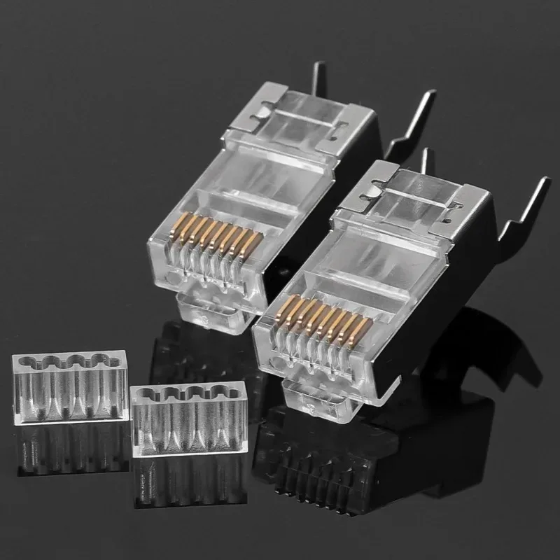 Modular rede Plug conector adaptadores, passagem através de conectores, metal blindado, FTP 8P8C, Cat7, Cat6, Cat5 termina, RJ45