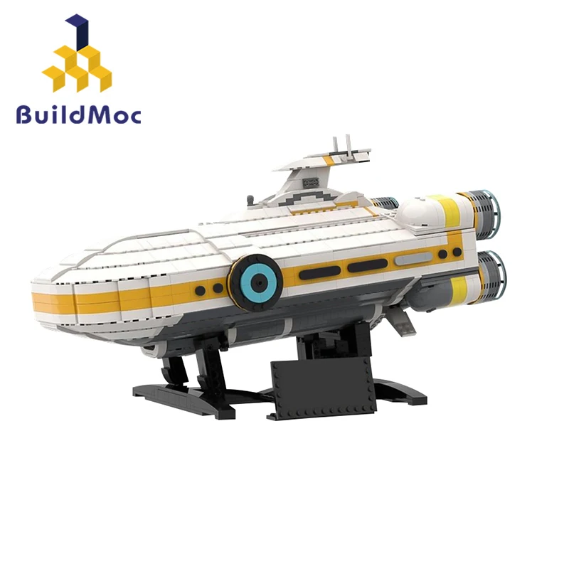 BuildMOC Subnauticaed Aurora Long Range Capital Ship Building Block Set Spaceship Starship Model Toys from Game,Children Gifts