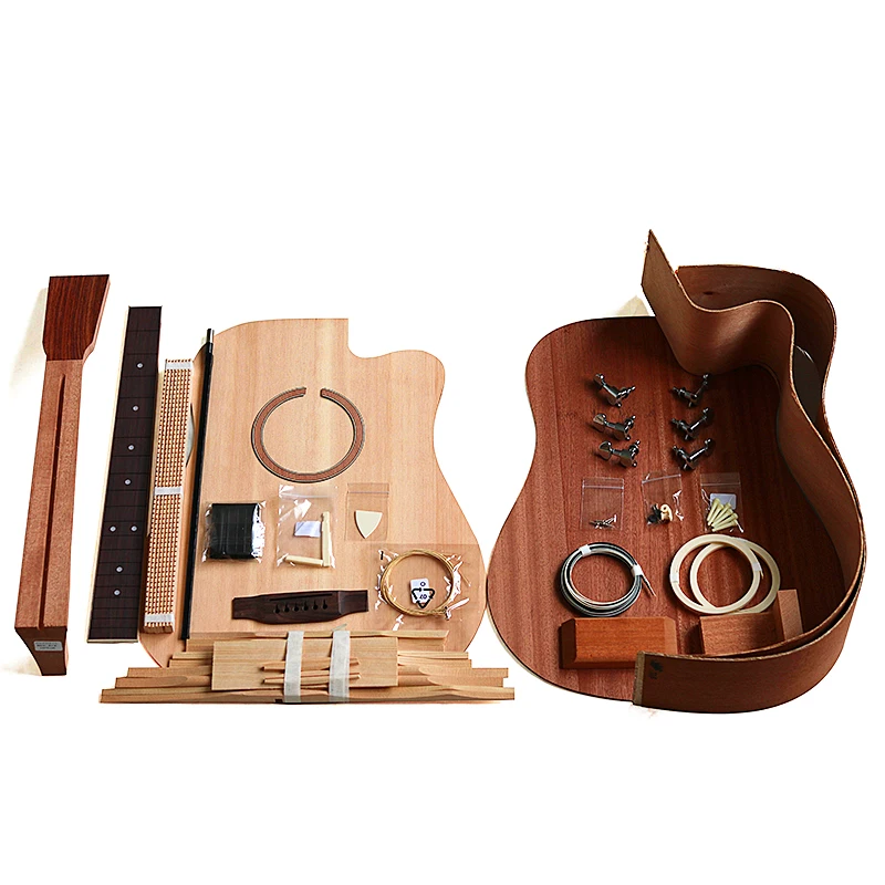 Akustikgitarren-Bausatz: Folk-Ballade Einzeln-Gitarren-Zubehörpaket mit Fichtenholz-Seitenwänden und Rückseite aus Sperrholz von HUATOOL – Detail 2