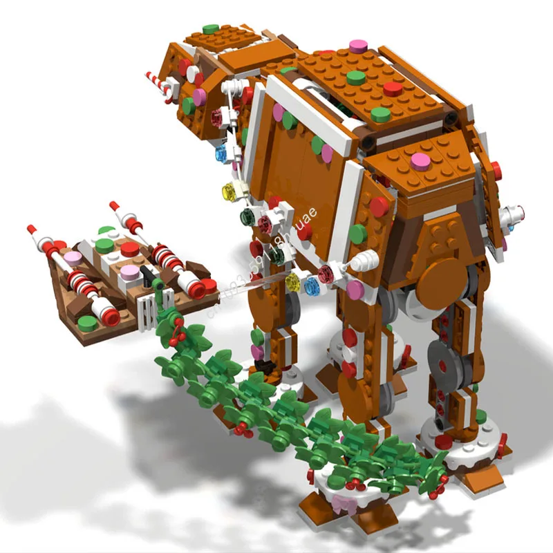 130pcs Gingerbread AT-AT Snowspeeder Addon Model Star Battle Building Blocks Diy Education Assembly Toys For Kids Christmas Gift