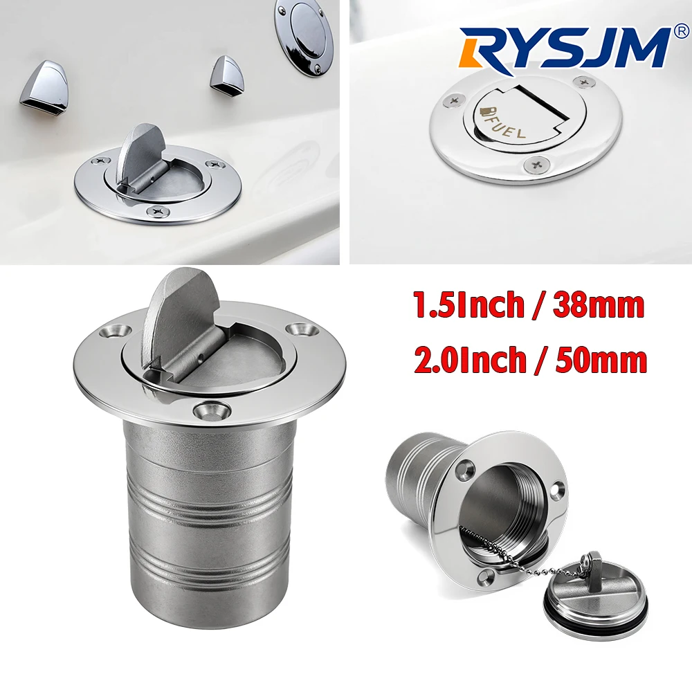 38mm (1,5 Zoll) 50mm (2,0 Zoll) Deckfüllkappen aus Edelstahl, schlüsselloser Deckfüller mit Logo für Benzin, Diesel, Abwasser für Marineboote