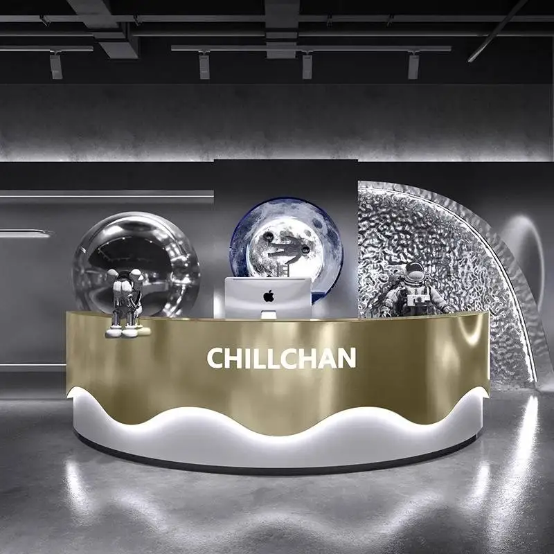 

Gold Silver Reception Desks Checkout Drawers Mini White Modern Reception Desks Classic Corner Mostrador Recepcion Furniture