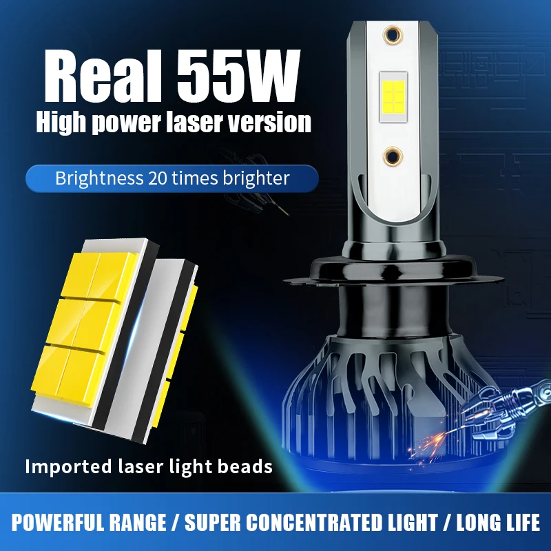 KEVANLY 26800lm h7 12v 55w led lamp h7 super white 12v 55w 6000k h1 headlight bulb h4 led car lamp CSP Chip LED Driving Lamps