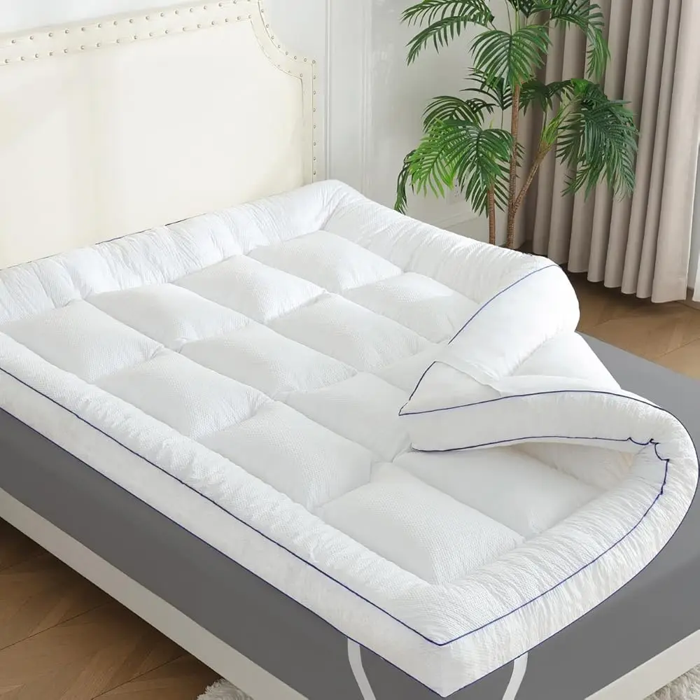 

3D Bubble Memory Foam Mattr Topper Queen Size, 3 H Bed Topper With Soft Quilted 100% Cotton Layer For Ba Pain, Plush Foam