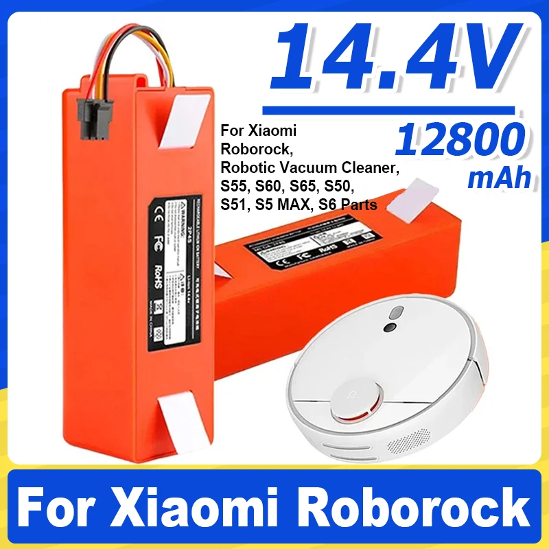 Replacement Battery for Xiaomi Roborock, Robotic Vacuum Cleaner, S55, S60, S65, S50, S51, S5 MAX, S6 Parts, 14.4V