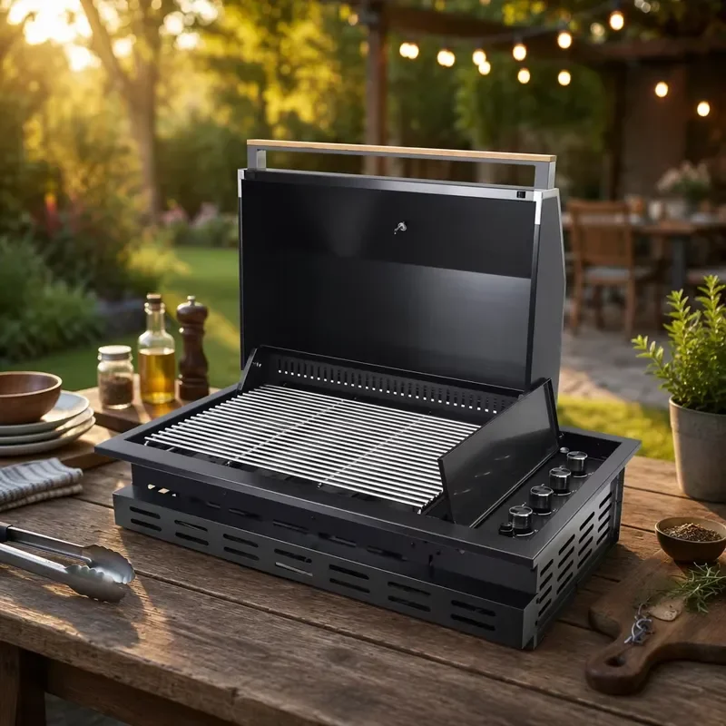 Portable Gas Pizza Oven Stainless Steel Rotating Stone Outdoor BBQ Grill Modern Premium Cooking Tool for Camping Party