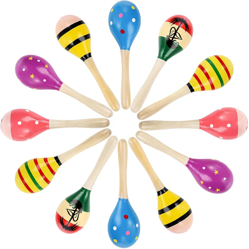 5 قطعة Maracas اليد قرع خشخيشات الطفل الآلات الموسيقية مونتيسوري ألعاب خشبية الرمال المطرقة شاكر فييستا حفلة الحسنات