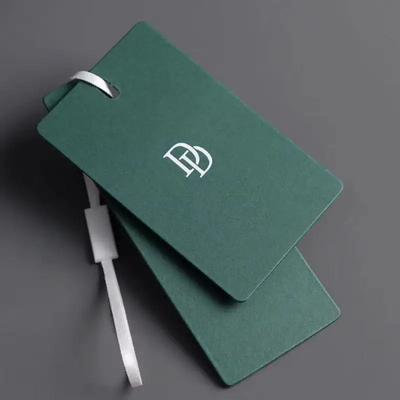Custom Embossed Logo Hang Tags 500pcs, Recycled Paper Price Tags for Clothing with String
