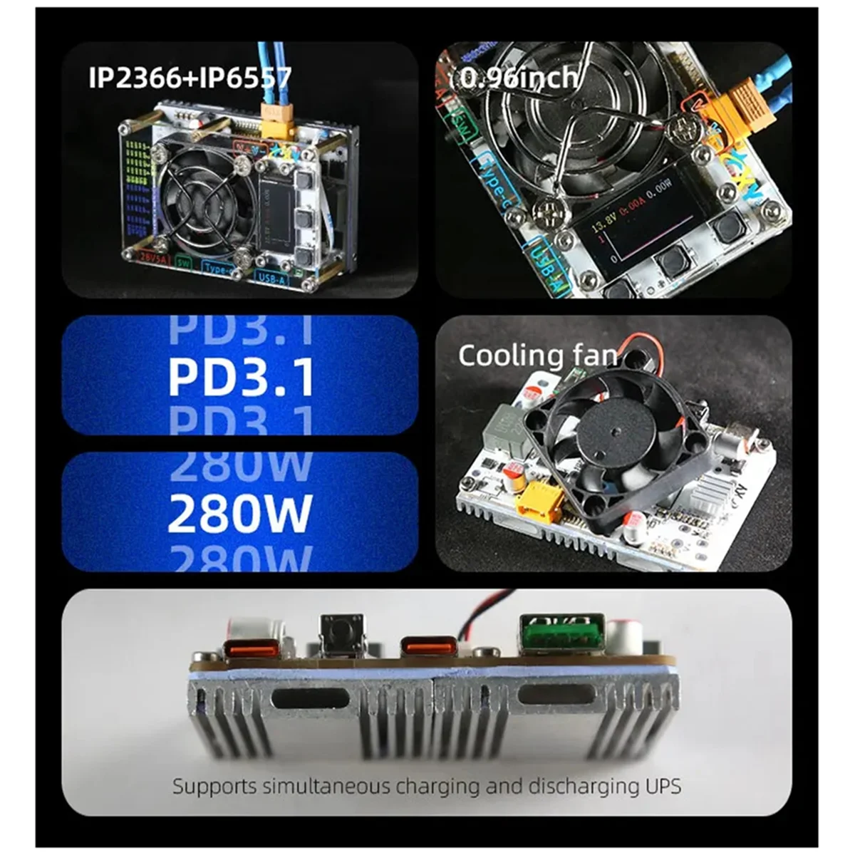 Upgraded PD3.1 140W+140W Fast Charging Module DIY Powerbank Motherboard XT30