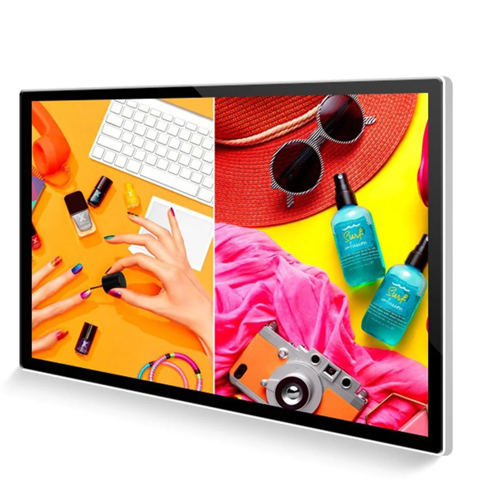 شاشة عرض إعلانات تجارية مقاس 32 بوصة، مشغل إعلانات LED/LCD، مشغل وسائط مثبت على الحائط، لافتات وشاشات رقمية