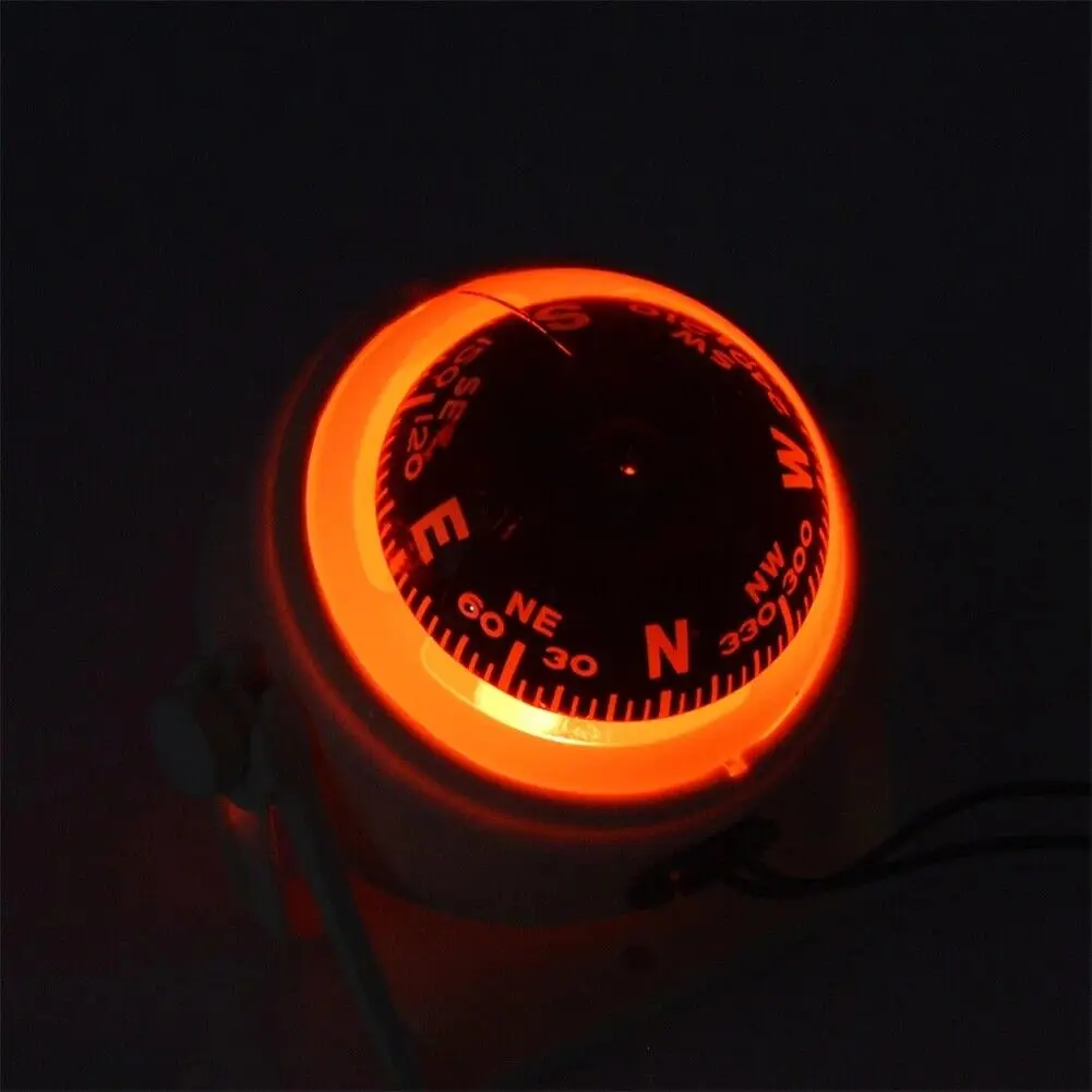 بوصلة الملاحة الإلكترونية البحرية LED الملاحة البوصلة LED LC550 أسود مقاوم للماء لسيارة قارب مركبة بحرية شاحنة قافلة