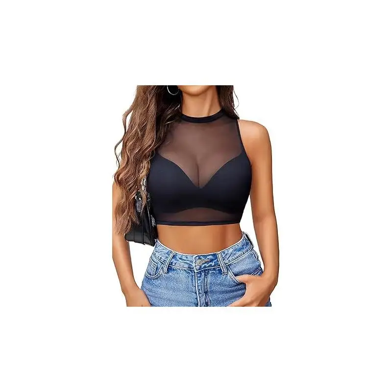 Sexy See-through Mesh Base Layer Tank Top Women's Clothing Inner Wear Breathable Comfortable Underwear for City Walk