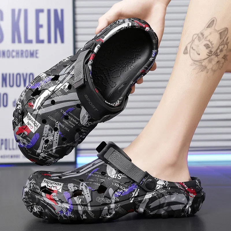 Summer New Men's Sandals, Home Garden Shoes, Outdoor Beach Slippers, Non-Slip and Comfortable Soft-Soled Sandals and Slippers view 5
