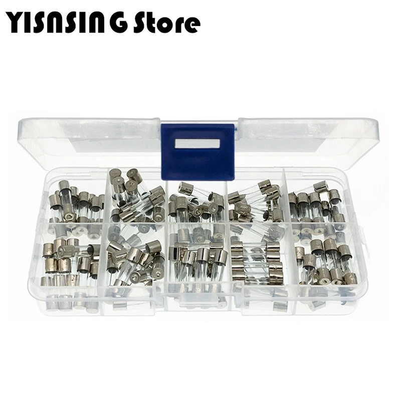 100Pcs Set 5x20mm M5 Quick Blow Glass Tube Fuse Assorted Kits,Fast-blow Glass Fuses