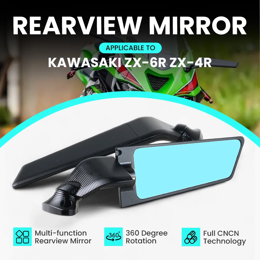 

Аксессуары для мотоцикла 2024 Ninja 636 ZX-6R, гоночные зеркала, вращающееся зеркало заднего вида для Kawasaki ZX-4R/SE ZX4R/RR ZX-25R ZX6R