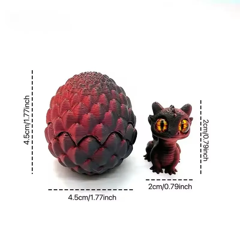 3D Printed Mini Dragon & Egg Set - Random Glowing Eyes,Movable Rotatable Fidget Ornament Home Decor, Kids Toy Stress Relief Gift
