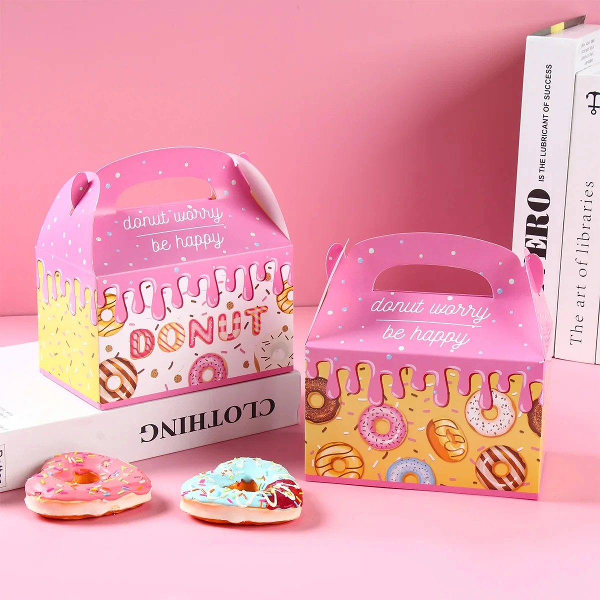 Donut Theme Party Candy Gifts Box Doughnut Birthday Party Decor Kids Baby Shower Wedding Party Supplies Gift Packaging Box Bags