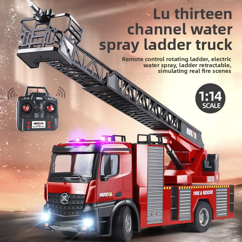 

Huina 1561 1:14 22 Ch Fire Truck Engineering Vehicle Rc Remote Control Toy Fire Truck With Cloud Ladder And Water Spray Kids