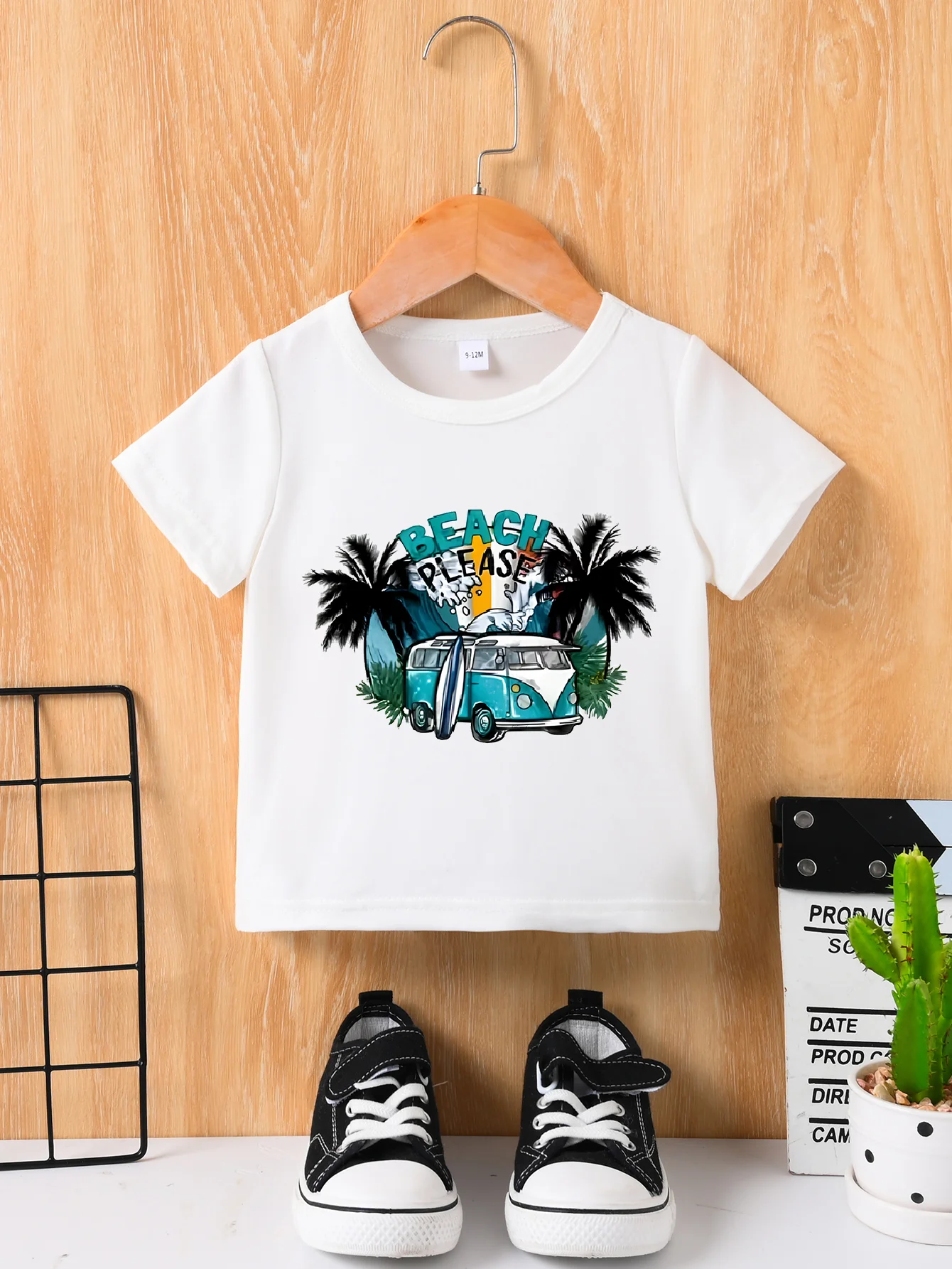 Summer New Male And Female Baby Short Sleeve White T-Shirt Round Neck Pullover Top